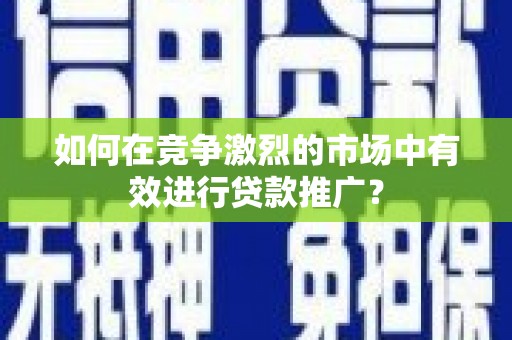 石冈如何在竞争激烈的市场中有效进行贷款推广？