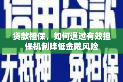 鱼池贷款担保，如何通过有效担保机制降低金融风险